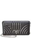 PRADA MINI DIAGRAMME QUILTED LEATHER WALLET ON CHAIN,8050533372152