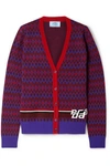 PRADA INTARSIA WOOL AND CASHMERE-BLEND CARDIGAN