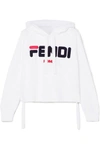 FENDI EMBROIDERED COTTON-JERSEY HOODIE