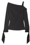 ROLAND MOURET RUSSELL DRAPED ONE-SHOULDER CREPE TOP