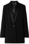 EQUIPMENT QUINCY SATIN-TRIMMED CREPE BLAZER