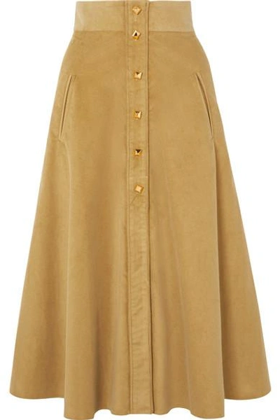 Anna Mason Liv Cotton-corduroy Midi Skirt In Yellow