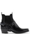 PRADA LEATHER AND NEOPRENE ANKLE BOOTS