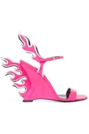 PRADA Neon patent-leather wedge sandals