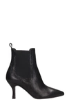 JANET & JANET BLACK LEATHER ANKLE BOOTS,10692265