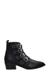JANET & JANET BLACK LEATHER ANKLE BOOTS,10692271