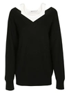 ALEXANDER WANG T T BY ALEXANDER WANG V-NECK COMBINED SWEATER,10692537