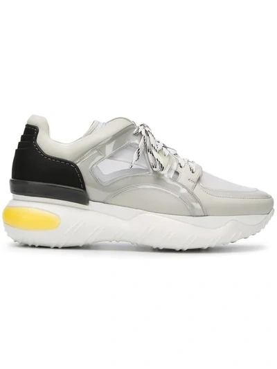 Fendi Men's Runway Reflective Pvc & Mesh Trainer Dad Sneakers In Light Grey