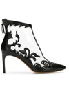 FRANCESCO RUSSO EMBROIDERED DETAIL ANKLE BOOTS