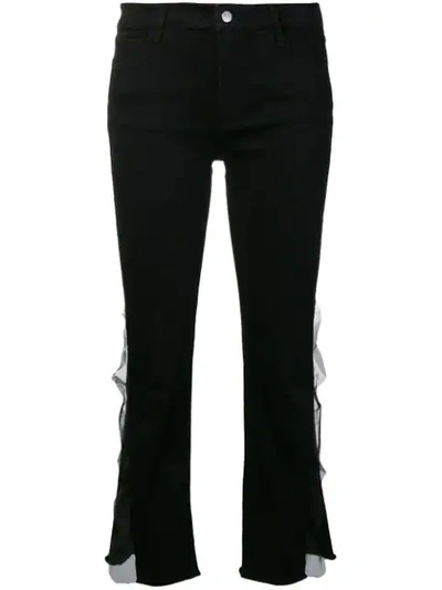 J Brand Selena Cropped Mid-rise Flared Jeans In Black