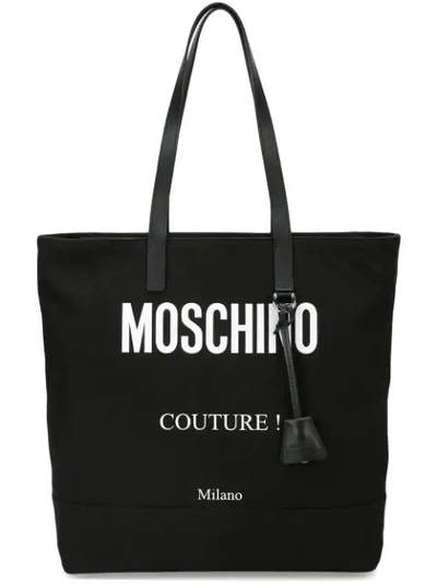 Moschino Logo Print Tote Bag In Black