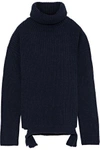 IRIS & INK IRIS & INK WOMAN CHERRY RIBBED WOOL TURTLENECK SWEATER MIDNIGHT BLUE,3074457345619326041