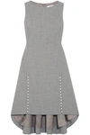 ADEAM ADEAM WOMAN FAUX PEARL-EMBELLISHED WOVEN DRESS GRAY,3074457345618910427