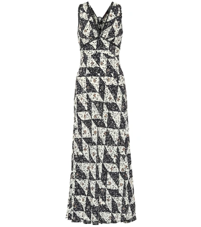 Alexa Chung Lace-trimmed Printed Crepe De Chine Maxi Dress In Multi