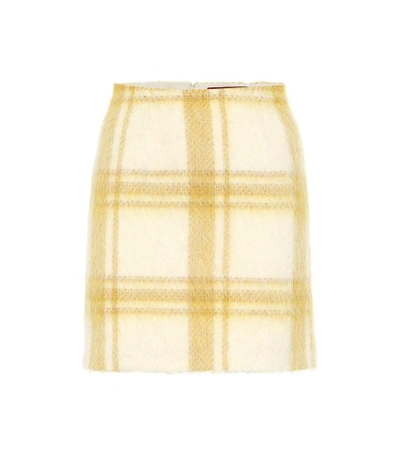 Alexa Chung Checked Wool-blend Felt Mini Skirt In Pastel Yellow