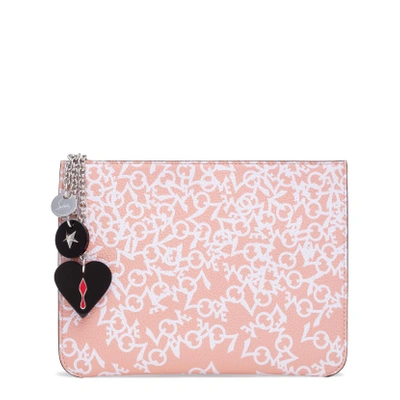 Christian Louboutin Loubicute Crazy Love White And Pink Clutch