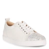 CHRISTIAN LOUBOUTIN LOUIS STRASS WHITE LEATHER SNEAKER,CL11273S