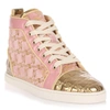 CHRISTIAN LOUBOUTIN BIP BIP PINK AND GOLD SUEDE SNEAKER,CL11207S