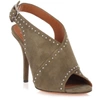 GIVENCHY KHAKI SUEDE CROSS-OVER SANDAL,HG11132S