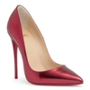 CHRISTIAN LOUBOUTIN SO KATE 120 METALLIC RED PATENT LEATHER PUMPS,CL13214S