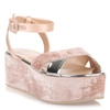 GIUSEPPE ZANOTTI BLUSH VELVET PLATFORM SANDAL,GZ11131S