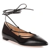 GIANVITO ROSSI BLACK LEATHER LACE UP FEMI' FLAT,GR11118S