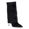 BALMAIN BABETTE 100 DARK BLUE GLITTER VELVET BOOTS,PB13120S