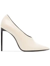 Saint Laurent Teddy Patent-leather Pumps In Neutrals