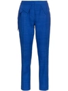 RONALD VAN DER KEMP MID RISE SLIM LEG SILK TROUSERS