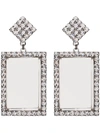 ALESSANDRA RICH METALLIC SILVER CRYSTAL EMBELLISHED RECTANGLE EARRINGS