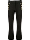 Derek Lam 10 Crosby Robertson Cropped Flare Trousers With Sailor Buttons In Black