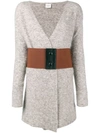 ALYSI ALYSI BELTED FITTED CARDIGAN - GREY