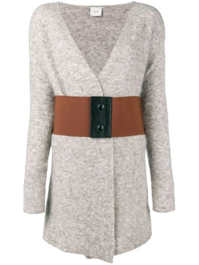 Alysi Belted Fitted Cardigan - Grey