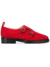 LEANDRA MEDINE LEANDRA MEDINE TEXTURED BUCKLE BROGUES - 红色