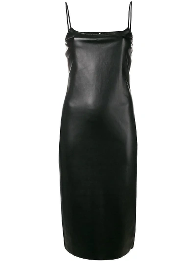 Theory Bedford Faux Leather Slipdress In Black