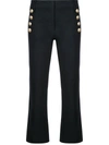 Derek Lam 10 Crosby Robertson Cropped Flare Trousers With Sailor Buttons In Black