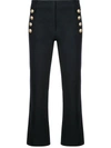 Derek Lam 10 Crosby Robertson Cropped Flare Trousers With Sailor Buttons In Midnight