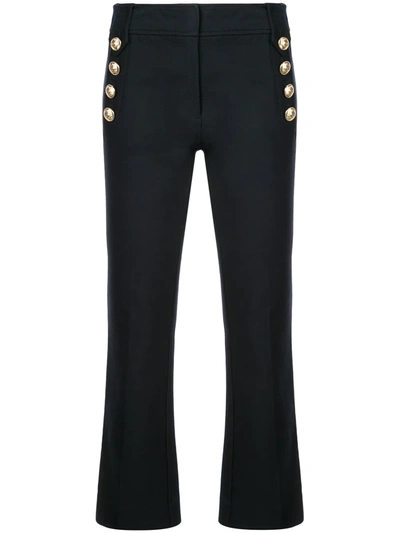 Derek Lam 10 Crosby Robertson Cropped Flare Trousers With Sailor Buttons In Black