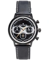 LUCKY BRAND MEN'S CHRONOGRAPH FAIRFAX RACING BLACK LEATHER STRAP WATCH 40MM