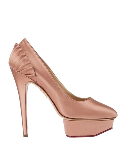 Charlotte Olympia Paloma Satin Platform Courts In Nude