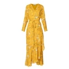 PAISIE Floral Tie Wrap Maxi Dress With Frills In Yellow