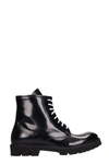 LOW BRAND BLACK LEATHER COMBAT BOOTS,10694104