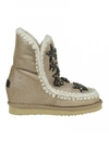 MOU SNEAKERS "INNER WEDGE" BEIGE LEATHER WITH DECORATION CRYSTAL APPLI,10694143