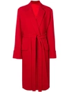Helmut Lang Belted Blanket Coat In Red