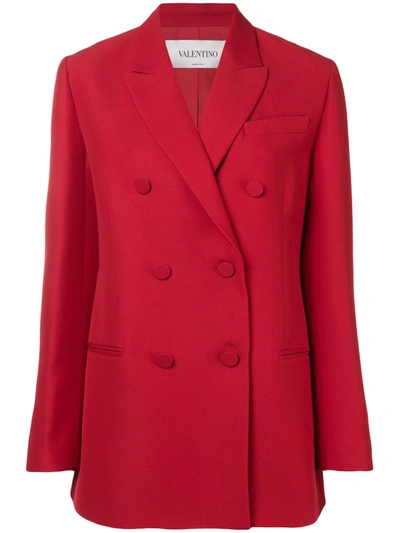 Valentino 双排扣西装夹克 - 红色 In Red