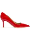 FERRAGAMO SALVATORE FERRAGAMO VARNISHED POINTED PUMPS - RED