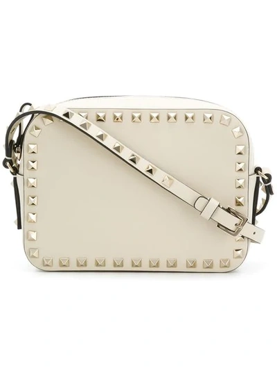 Valentino Garavani Leather Rockstud Camera Bag In White