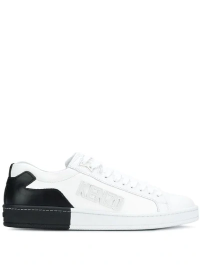 Kenzo Tennix Black And White Leather Trainers