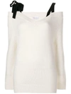 RED VALENTINO RED VALENTINO OFF-THE-SHOULDER KNIT JUMPER - WHITE