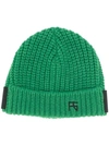 RAF SIMONS RAF SIMONS LOGO BEANIE HAT - GREEN